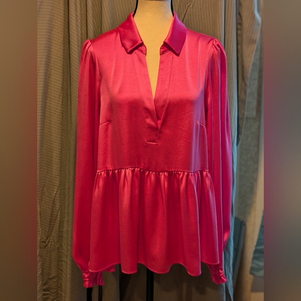 Lilly Pulitzer Fuchsia Satin Blouse
